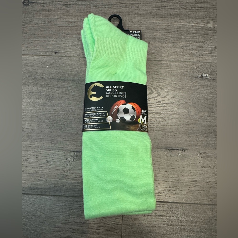 NWT Boys youth medium neon green Socks